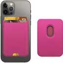 iLodn Magnetic Wallet Compatible with MagSafe for iPhone 17 16 15 14 13 12 Pro Max Air Plus Model, Mag 3 Safe Card Holder Stick on Accessories for Cell Phone & Case, Hot Pink