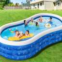 Large Inflatable Pool for Kids Adults, 145" X 74" X 22" Blow Up Pools Big Swimming Pool, Thickened Oversized Family Kiddie Pools for Backyard Outdoor Garden Water Party (Pump Not Included)