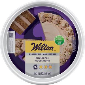 Wilton Aluminum Round Cake Pan, Durable Anodized Bakeware for Tiered & Layered Cakes, Even Heating, Rust-Resistant, Professional Cake Baking Pans, 8 x 2 in (1 Count (Pack of 1), Silver)