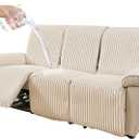 HAOMAIJIA Waterproof Recliner Couch Cover Non-Slip Reclining Couch Covers Faux Fur Soft Thick Washable Recliner Sofa Covers 3 Seater Furniture Protector with Elastic for Dogs pet (Off White 3 Seater)