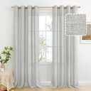 Linen Curtains for Living Room 1 Panel, Burlap Curtain for Bedroom Dining Room Farmhouse Light Filtering Privacy Grommet Window Drape,  80 x 37 Inch, Light Grey  