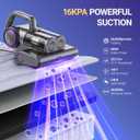 FEPPO Mattress Vacuum Cleaner, 16Kpa Bed Vacuum Cleaner with 253.7nm UV-C Light, 140F Heat, HEPA Filter & Ultrasonic, Versatile Handheld Vacuums for Bed, Sofa, Couch, Crib(Corded, 500W) (Violetgrey)