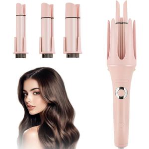 JAMIEWIN Automatic Hair Curler, 28mm Rotating Curling Iron with 3 Temperatures, Fast Heating Curling Tongs Anti-Scald, Anti-Tangle Curling Wand with Negative Ions for Medium Long Hair Blue (1 Curling Barrels)