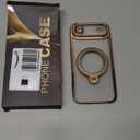 AmoraAqua Compatible with iPhone 17 Air Case with 360 Spin Magnetic Ring Stand [Compatible with Mag-Safe] Full Camera Lens Protector Plating Clear Phone Case for iPhone 17 Air 6.5", Desert Gold