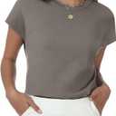Womens Tops Summer Sweater Short Sleeve Shirts Dressy Casual Basic Casual Cap Sleeve Tops Beach Vacation Clothes, Large