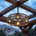 20" Vintage Bronze Outdoor Ceiling Fan with Lights, Plug-in Enclosed Gazebo Fan, Remote Control, Reversible DC Motor for Porch, Deck & Balcony