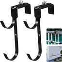 AdjustableHooks Pool Poles Hanger, Fence Hooks Hang Pool Accessories/Skimmers/Leaf Rakes/Brushes/Garden Tools.(Two Sets of Black)