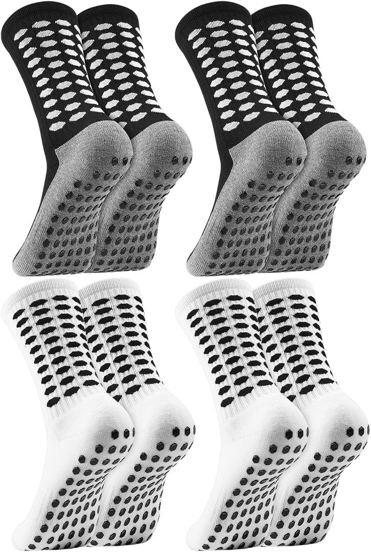 Jspupifip 4/6 Pairs Kids Youth Grip Soccer Socks Non Slip Grippy Football Baseball Soccer Socks for Teens Youth Boys Girls