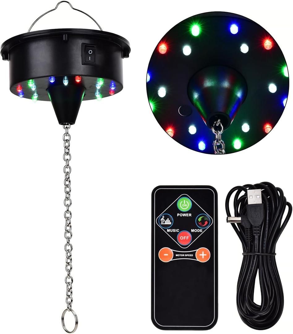 Rotating Disco Ball Motor Light, 6-12RPM Adjustable Speed Disco Ball Spinner Light 18LEDs for 8~24'' Large Heavy Duty Mirrorball Motor,Wedding Birthday DJ Party Decor Outdoors Upgrade Rotator