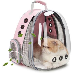 Lollimeow Cat Carrier Backpack, Bubble Expandable Backpack Carrier, Pets and Small Dogs,Airline-Approved, Designed for Travel, Hiking, Walking & Outdoor Use (Front Expandable-Pink)