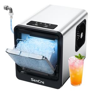 Nugget Ice Maker Countertop with Auto Water Refill, 42lbs/Day Stainless Steel Ice Machine with Pull-Out Drawer  One-Click Self-Cleaning, Portable Ice Makers for Home/Kitchen/Office