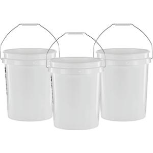 United Solutions 5 Gallon Bucket - 3 Pack, White, Heavy Duty BPA-Free Plastic Bucket, Comfortable Handle, Easy to Clean, Perfect for on The Job, Home Improvement, or Household Cleaning
