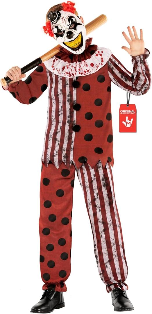 Morph Scary Clown Costume For Kids, Creepy Clown Costume, Scary Halloween Costumes, Halloween Costumes For Boys (Large)