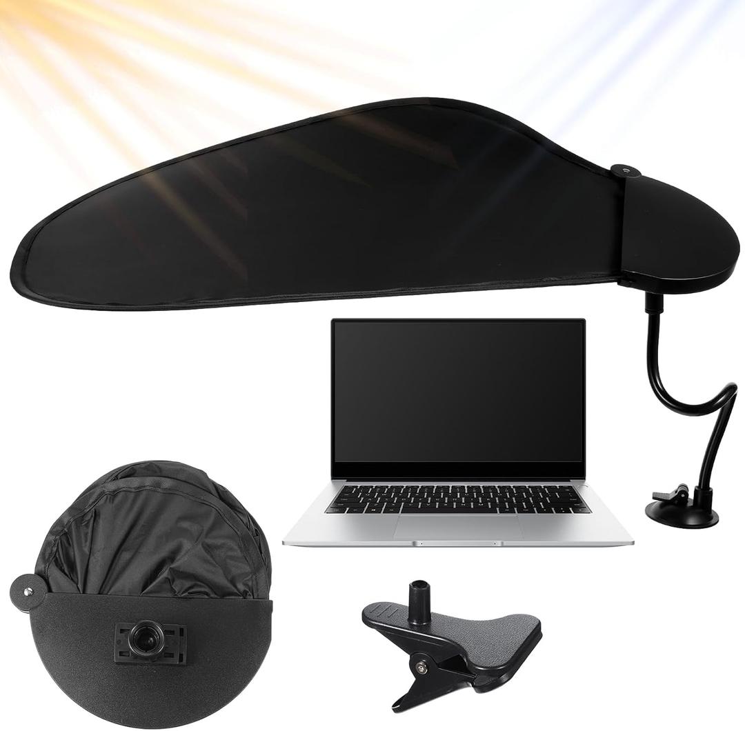 Cubicle Shade & Desk Shade Adjustable Cubicle Light Shield to Block Overhead Light & Glare Portable Office with Suction Cup Clamp for Laptop, Monitor or Outdoor Use