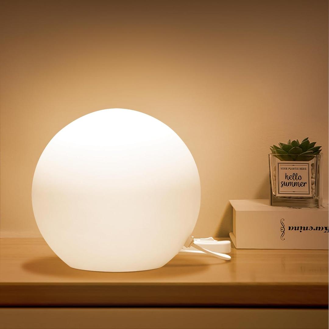 10 Inch Ball Table Lamp with Glass Shade Stylish Ball Light Lamp for Bedroom Living Room and Bookshelf Modern Design Perfect for Home Decor, Without Bulb