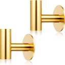 2 Pack Adhesive Brushed Gold Hooks, Heavy Duty Waterproof Stainless Steel Towel Hooks Wall Mounted Stick on Hook for Bathrooms, Kitchen, Office