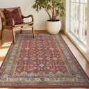 Rugland 3x5 Rug - Stain Resistant Washable Rug, Anti Slip Backing Rugs for Living Room, Vintage Tribal Area Rugs (TPR10-Burgundy, 3'x5')