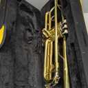 Trumpet Instrument,Band & Orchestra Musical Instruments for Beginners,With trumpets case,Mouthpiece,Cloth and Gloves (Golden)