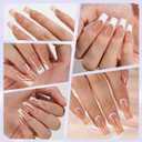 Misssix French Gel Nail Tips, 150Pcs French Tip Press on Nails Long Square Design, No Need to File Tips Pre-lasting, Fake Nails for Nail Art DIY 15 Sizes