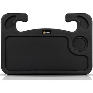 EcoNour 2 in 1 Car Steering Wheel Desk, Tray for Laptop Car Mount with Pen Holder| Food Tray for Eating with Drinks Holder | Multipurpose Travel Car Accessories (Black)