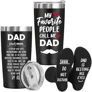 Dad Gifts for Fathers Day, Birthday, Best Dad Ever Gifts, Funny Socks + 20 Oz Insulated Tumbler Cup, New Bonus Step Daddy Gift from Daughter Son