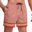 Gleeease Mens 5" Vintage Swim Trunks Bathing Suits with Mesh Lining Quick Dry Swim Shorts Men Swimsuits with Zipper Pocket, Size M