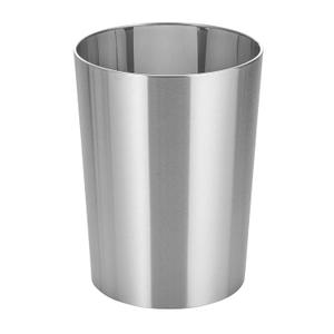 mDesign Stainless Steel Round Metal Trash Can, Small 2.8 Gallon Wastebasket, Garbage Basket Bin for Bathroom, Bedroom, Kitchen, or Home Office, Holds Waste and Recycle, Mirri Collection, Brushed