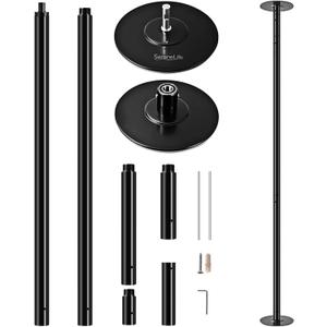 SereneLife Professional Upgrade Spinning Dance Pole - Portable & Removable Stripper Fitness Pole, Adjustable & Smooth Connection, Great for Workout & Exercise, Club, Bedroom, Home - SLDPBK (Black)