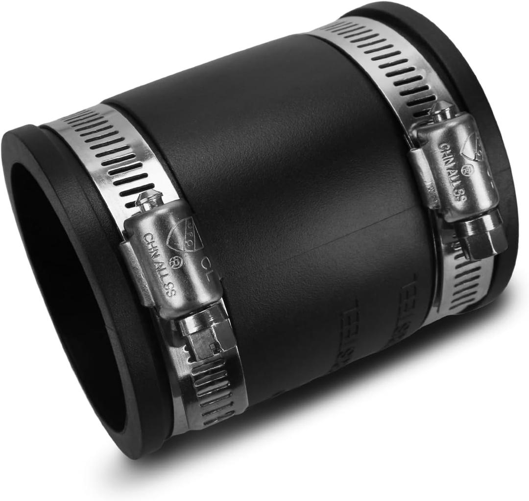 Flexible PVC Pipe Coupling with Rubber Hose Clamps for Flex Coupling 2 Inch Nominal Pipes Drain Repair, Dust Hose,Plumbing Connection,Cast Iron,Plastic Pipes Upgrade,PVC Condensate Pipe Coupler