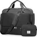 Travel Duffel Bags for Women, Carry-on Overnight Weekender Bag with Wet Pocket & Toiletry Bag, For Spirit Airlines 18x14x8 Personal Item Bag (Black)