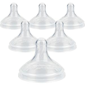 Silicone Nipple for Dr.Brown's Wide-Nick Baby Bottle & Glass Bottles,Level 2 Nipple, Medium Flow, 3m+, 6 Count