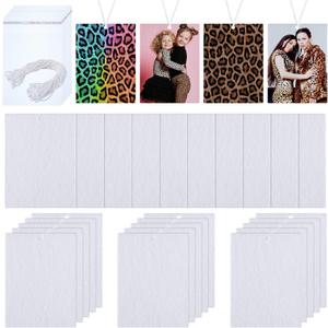 150 Pieces Sublimation Air Freshener Blanks Car Hanging Felt Air Freshener Sheets Rectangle Fragrant Sheets with Elastic Rope and 200 Pieces Bags for Car Interior Decoration