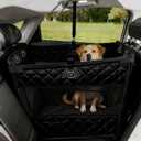 Dog Car Seat, Waterproof Pet Car Back Seat for LargeDogs, Carseat for Dogs with Hard Bottom, Foldable Dog Carseat for Cars, Trucks and SUVs (Black, L)