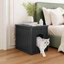 Cat Litter Box Enclosure, Plastic Outdoor Cat House Weatherproof, Multi-Functional Hidden Litter Box Furniture for Living Room, Backyard, Patio, Black