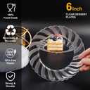 U-QE 100 Pieces Clear Plastic Plates-6 Inch Plastic Dessert Plates Disposable - Washable & Reusable - Premium Hard Clear Plates Fancy Disposable Heavy Duty Plastic Plates for Party,Weddings and Events, 6 inch,100 Pack
