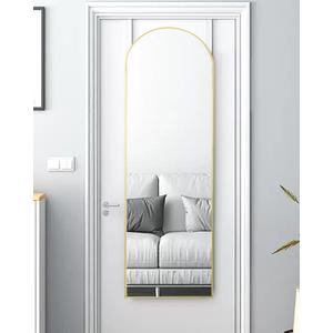 Door-Arch Mirror Full Length, 48"x14" Over The Door Hanging Mirror for Bedroom, Living Room, Closet - Gold