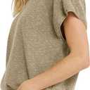 Saodimallsu Womens Short Sleeve Crewneck Sweater Summer Tops Casual Loose Knit Lightweight Basic Pullover Shirts (Small, Khaki)