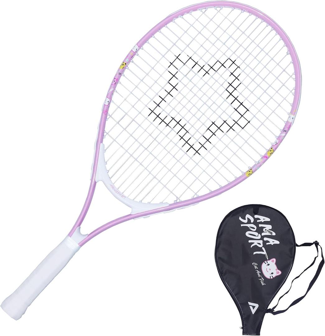 AMA SPORT Kids Tennis Racket for Junior Toddlers Starter Kit 17-25" Tennis Racquet for Girls and Boys with 420D Nylon Shoulder Strap Bag