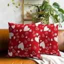 Valentines Pillow Cover - Red Hearts Throw Pillow Covers 18x18 Set of 2 Rose Flower Decorative Pillowcases for Couch Sofa Bedroom