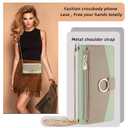 Kimiyaki Leather Phone Case for Samsung Galaxy S25 Wallet Cover with Mirror, Flip Cover Card Slot, Crossbody Strap, Zipper Pocket Cases for Women(White)