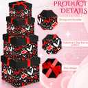 Epakh 4 Pcs Square Nesting Boxes Decorative Gift Boxes with Lids Black Red Hearts Assorted Sizes for Anniversary, Birthday, Wedding, Bridal Shower Party Gifts(Sweet)