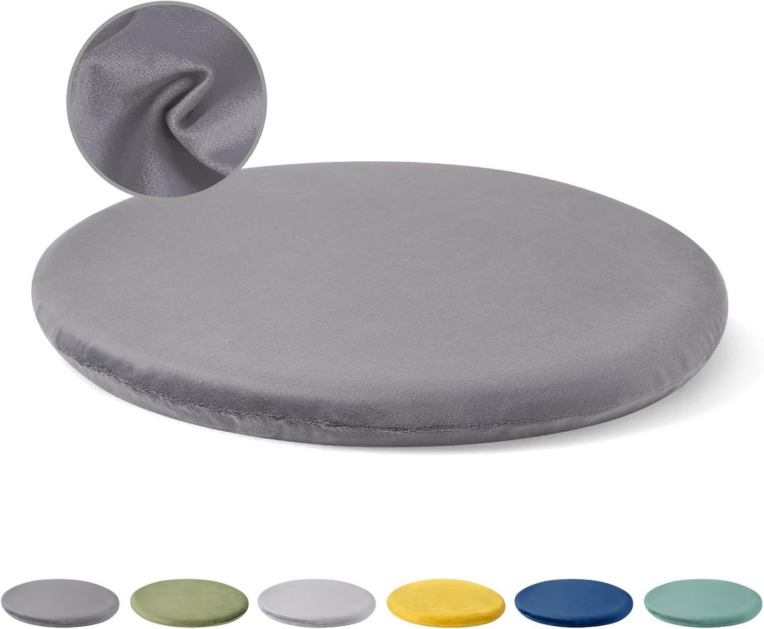 14Inch Bar Stool Cushions,Round Memory Foam Seat Cushion,Anti Slip Circle Stool Cushions,Detachable Chair Cushion,Fabric Soft Chair Pad for Office Dining Kitchen Living Room Dark Grey