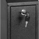 KYODOLED Money Cash Drop Box Wall Mount with Key, Metal Donation and Suggestion Box with Slot and Lock for Home, Farm or Office, Black, 10.24 x 5.7 x 2.95 Inch
