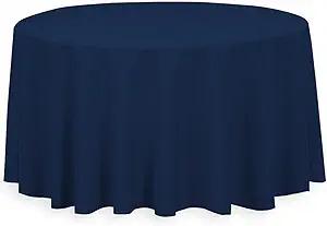 Navy Blue Polyester Round Table Cloth 120inch