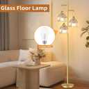 Gold Floor Lamps for Living Room Vintage Floor Lamp with Glass Lmapshape & Three Led Bulb,Glass Floor Lamps Brass Mid Century Modern Standing Lamp Tall Tree Flower Floor Lamp for Bedroom,Office,Corner