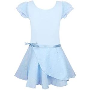 EQSJIU Ballet Leotards for Girls with Removable Skirt Combo Tie Ruffle Sleeve Ballet Dance Dress Outfit 150