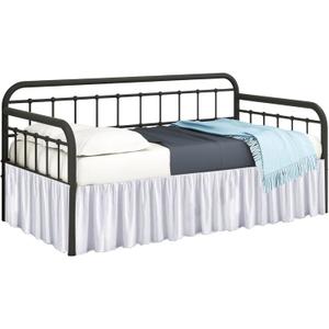 Ruffled Daybed Skirt with Split Corners Twin Size - 12 Inch Tailored Drop Easy Fit - Daybed Dust Ruffle - 100% Microfiber Soft, Wrinkle-Free Daybed Bedskirt (White, Twin-12 Drop)