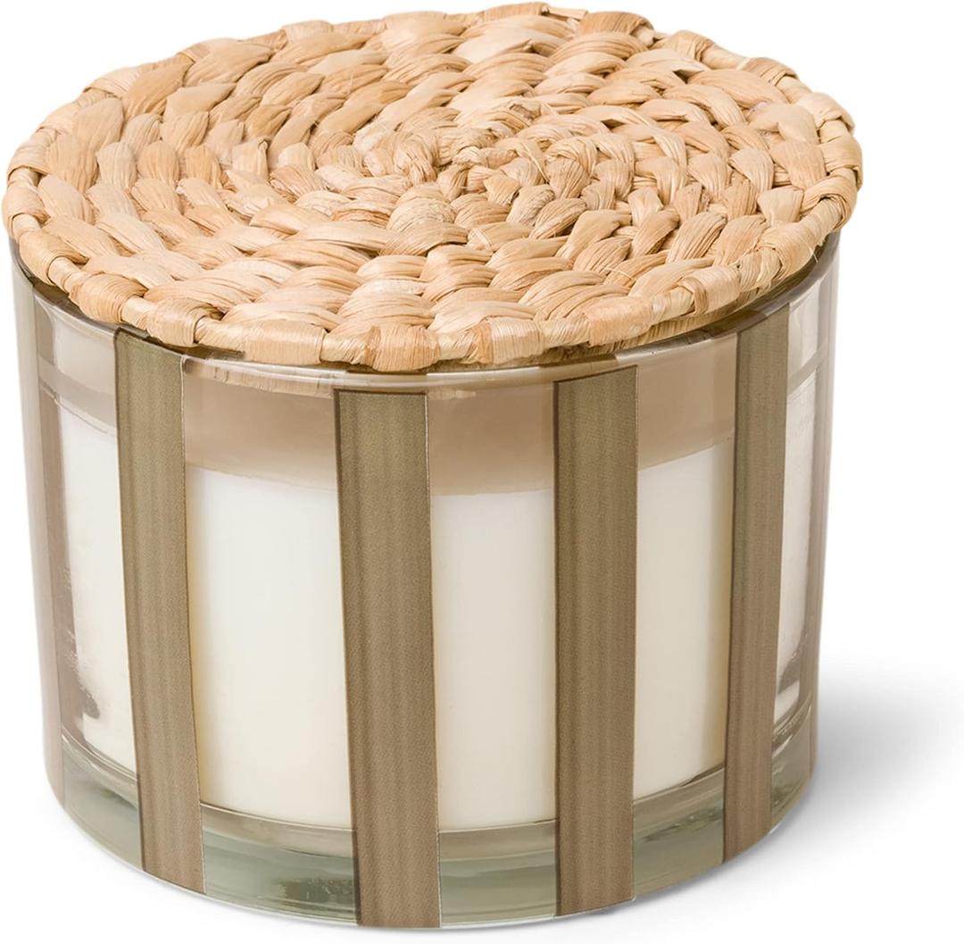 Paddywax Candles Al Fresco Collection Naturally Scented Candle in Reusable Glass Tumbler, 340 Grams, Cotton + Teak
