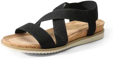 DREAM PAIRS Women's Comfortable Low Wedge Sandals, Open Toe Slip On Strappy Flat Sandals Light-weight Summer Shoes Size 9