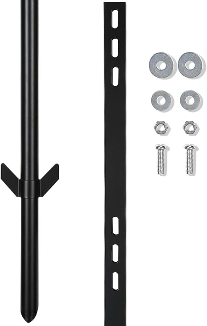 2 Pcs 36'' Yard Sign Stake for Outdoor, Metal Garden Posts with Barbed Anchors, Easy to Install, Rugged, Lightweight & Abjustable 3 Foot Signs Pole for Ground Lawn(Black)
